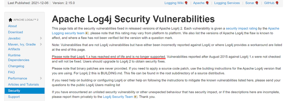Apache Log4j Vulnerability